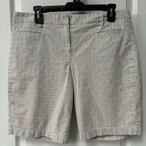 Lands' End Fit 2 Shorts Womens Size 10 Seersucker Striped Polka Tan Pink Bermuda
